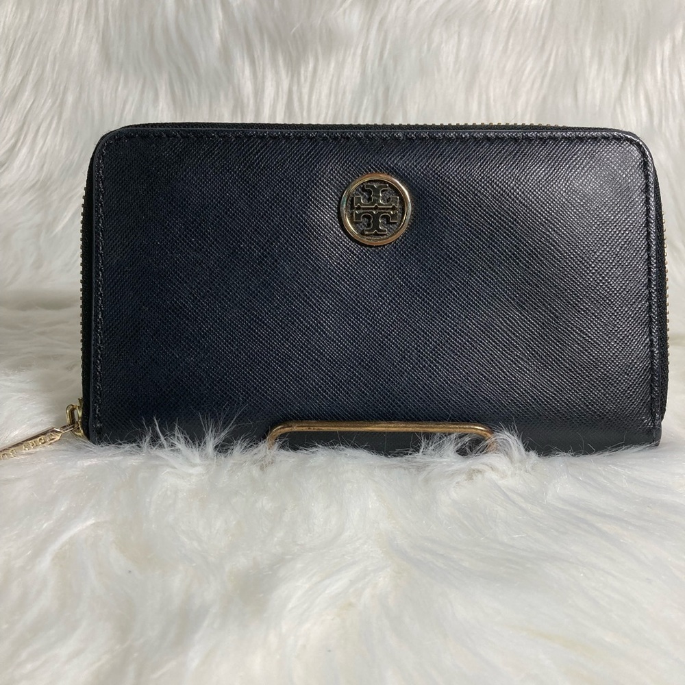Tory Burch Black Leather Wallet Sleek Minimalist Design